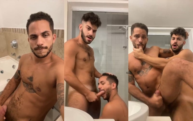 Handsome guys fucking in toilet