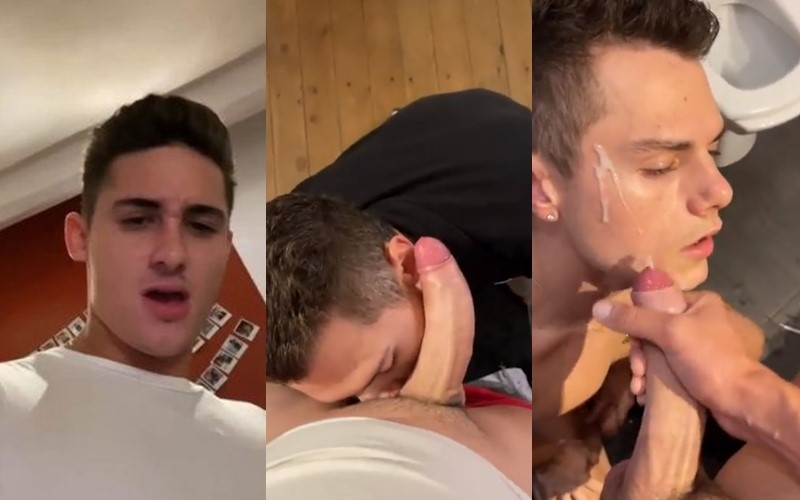 cute boy fucks wet hole and cums on his friends face