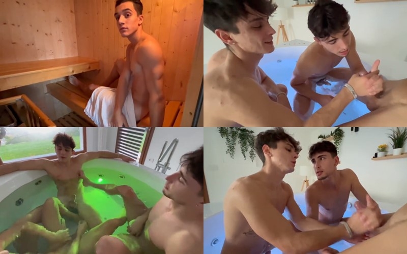 Straight Tiktokers worshiping each others bodies in the jacuzzi