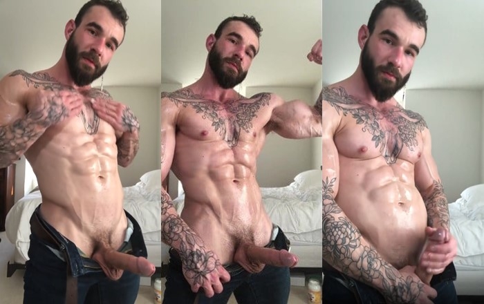 influencer gifted muscular guy with tattoos and a sexy beard