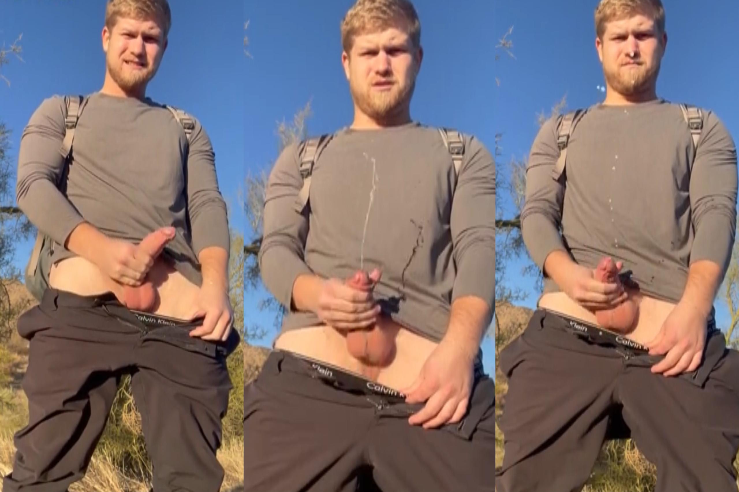 adventure influencer shooting a huge load in the mountains