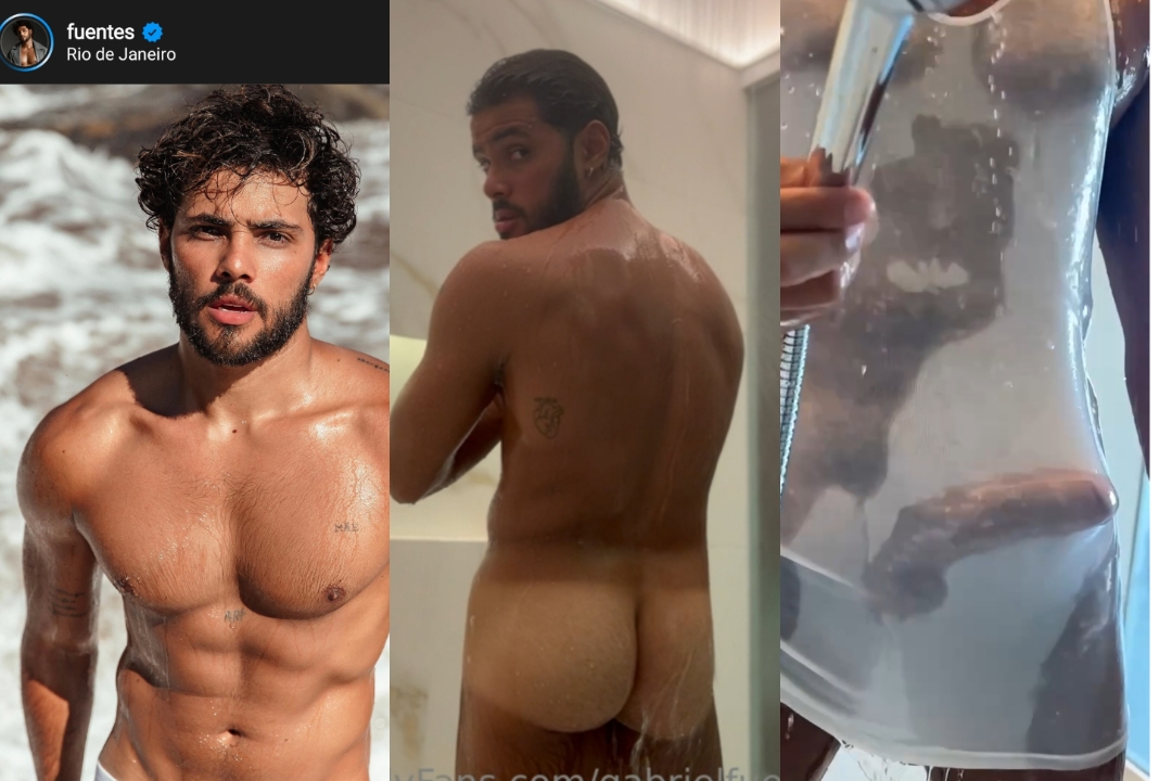 Brazilian actor @GabrielF. with a hard dick in the shower