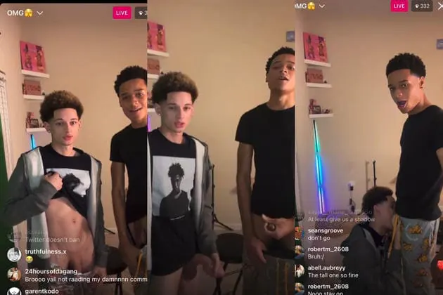Brothers jerking off together on an Insta Live