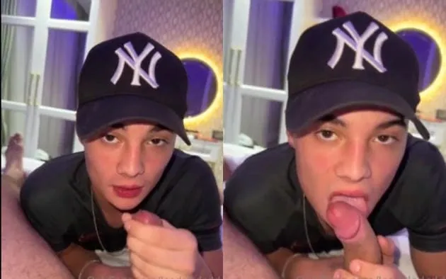 cute boy Influencer sucking cock friend