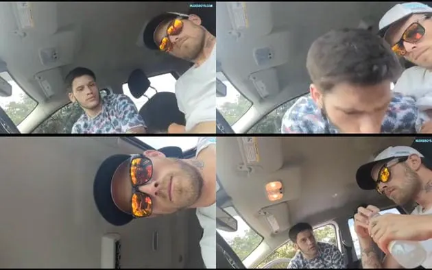 Sucking cock of hot driver in car