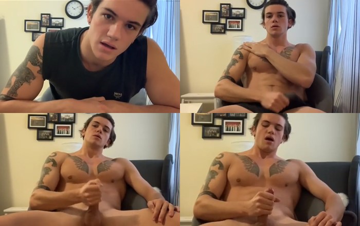 Cute tattooed boy with a lot horny in facetime