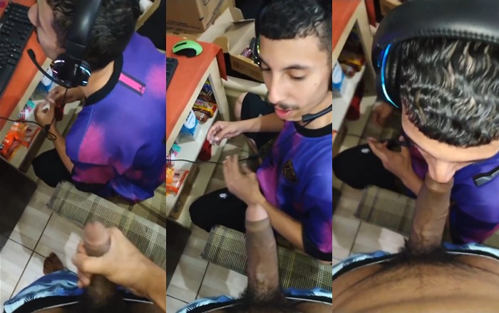 gamer boy sucks his friend’s hard dick