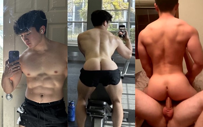 young athlete gives his muscular ass