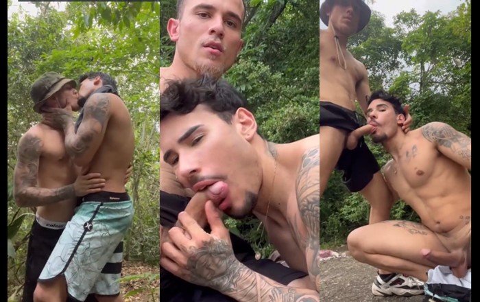 Eating his tasty dick in the park