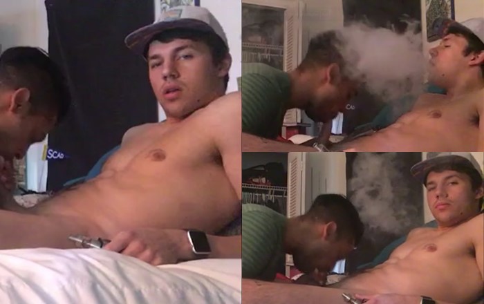 gay offers a cigarette and a blowjob to a college stud