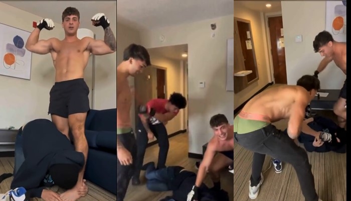 bizarre fetish of faggot with 3 handsome straight alphas