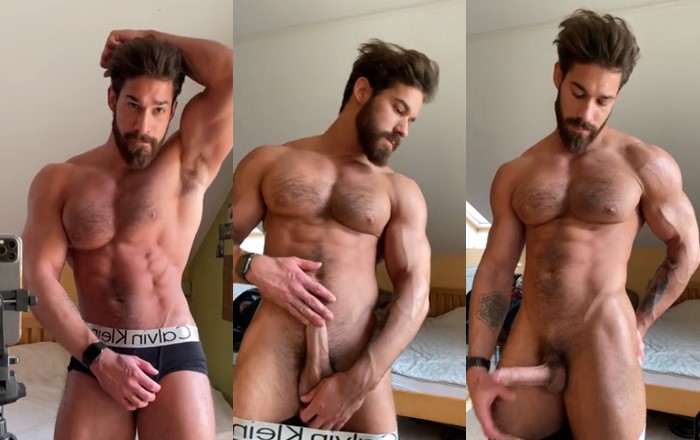 fitness instructor @B.Conor shows off his naked body after a workout