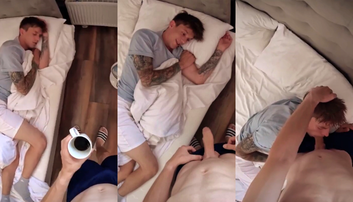 Waking my BF with Coffee and Hard dick