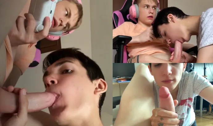 twink sucks off the gamer boy and drink your cum salv