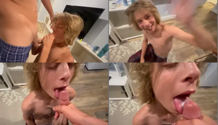 Twink Completes the Deepthroat Challenge and Celebrates