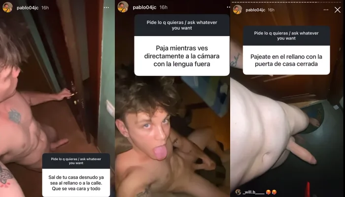 cute boy does naked challenges on Instagram live