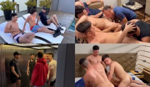 A casual hangout turns into a massive all male orgy