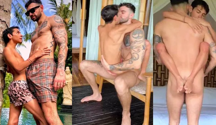 A strong guy carries a skinny little boy and fucks him between his arms