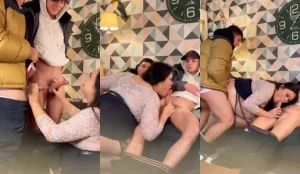 Cute friends tag teaming a trans