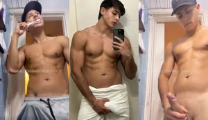 A influencer while brushing his teeth with horny