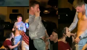 Drunk straight guy agrees blowjob off by a gay and a trans on the street