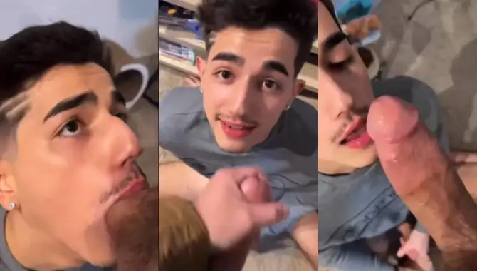 Cute boy sucking a huge cock and drinking cum